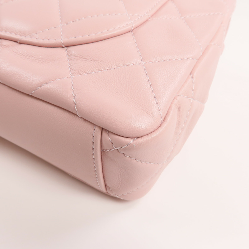 CHANEL 羊皮皮革Chain Shoulder金扣鏈帶肩背袋-13