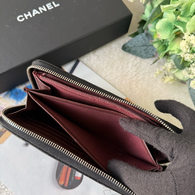 CC Logo 小羊皮ㄇ形拉鍊長夾(黑色)-7