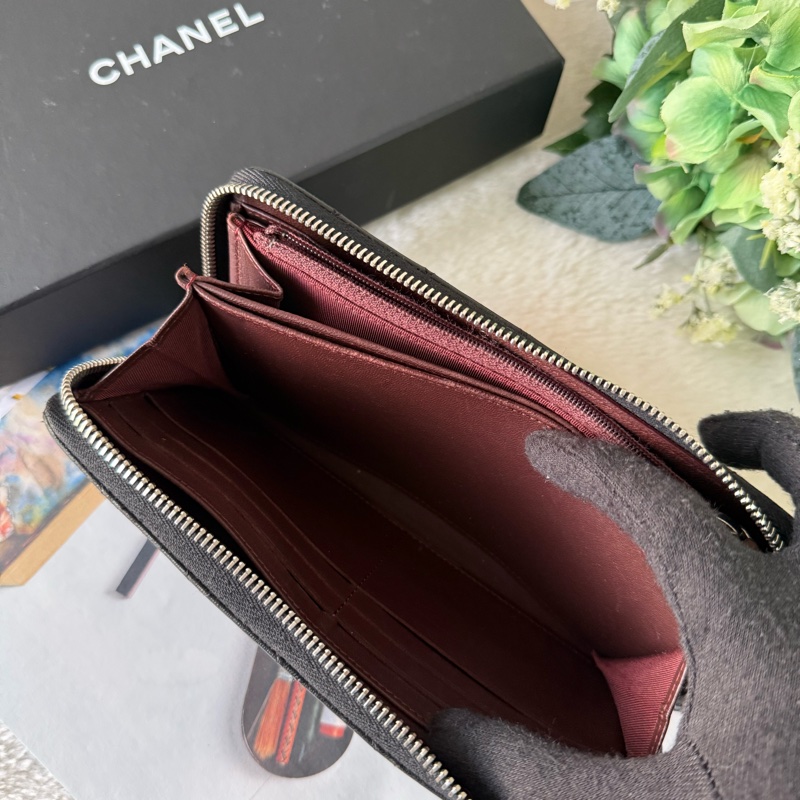 CC Logo 小羊皮ㄇ形拉鍊長夾(黑色)-8