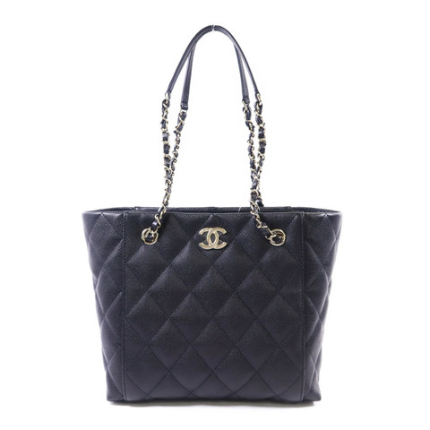 CHANEL 牛皮皮革Shoulder Tote金扣鏈帶肩背袋
