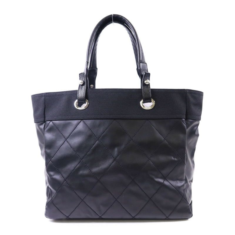 CHANEL 塗層帆布/尼龍Paris Biarritz Tote銀扣手挽袋-1