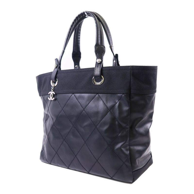 CHANEL 塗層帆布/尼龍Paris Biarritz Tote銀扣手挽袋-2