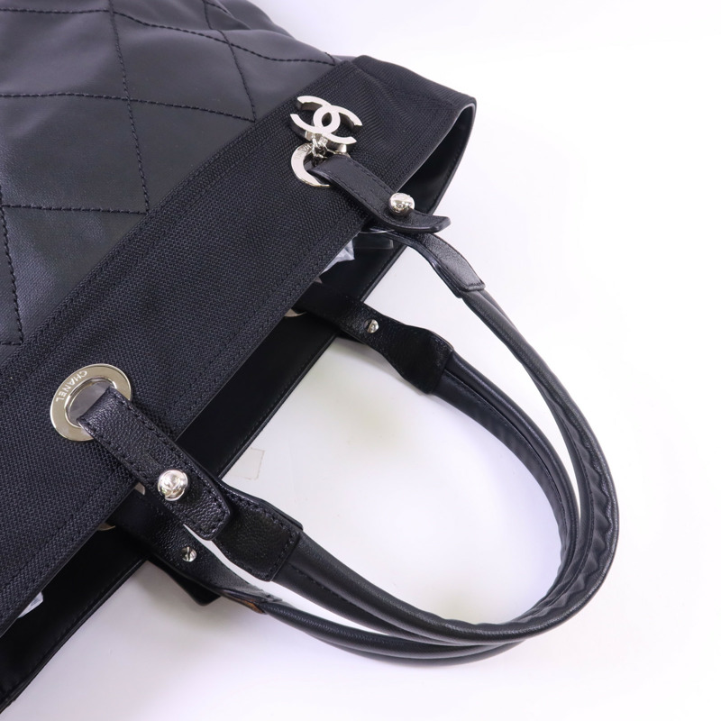 CHANEL 塗層帆布/尼龍Paris Biarritz Tote銀扣手挽袋-4