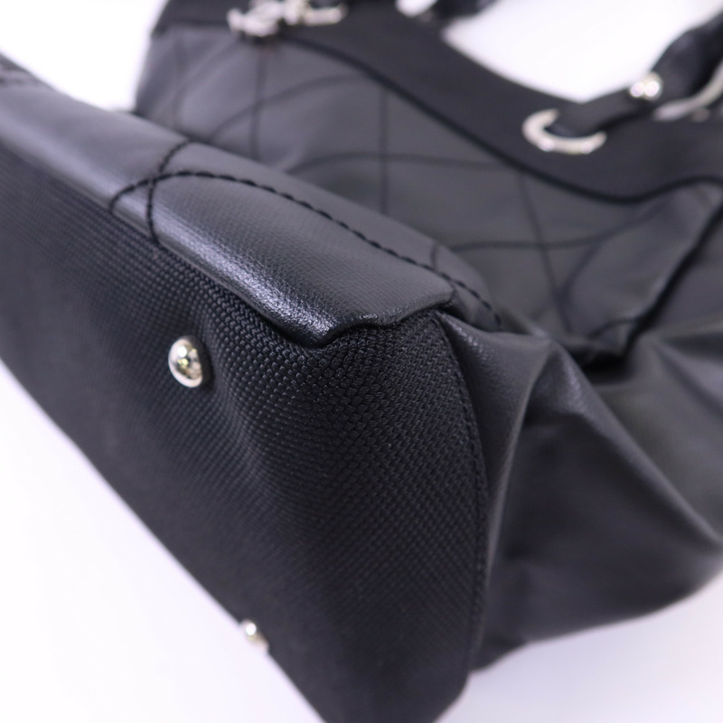 CHANEL 塗層帆布/尼龍Paris Biarritz Tote銀扣手挽袋-10