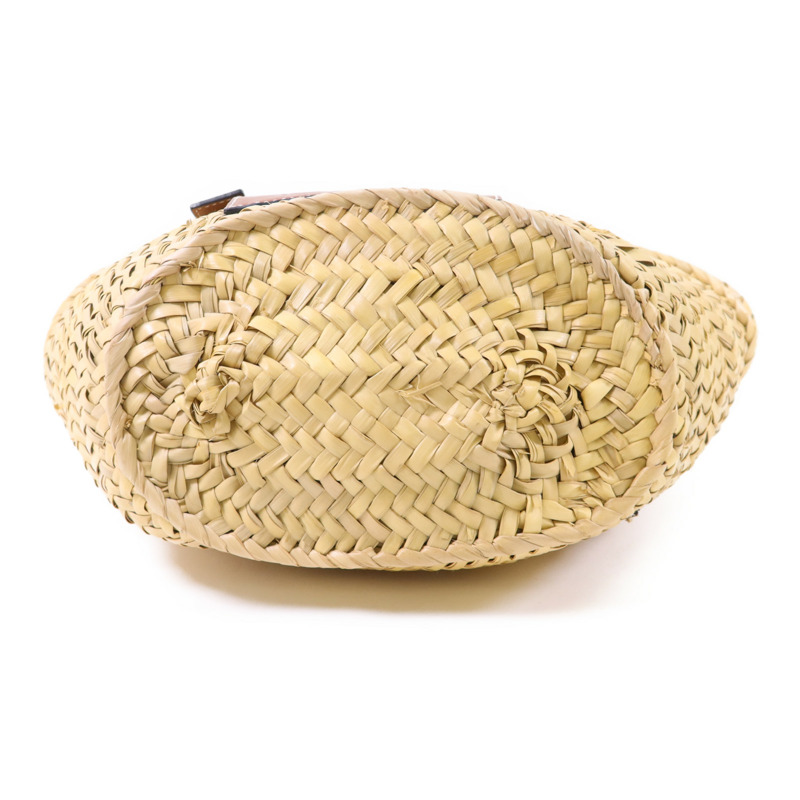 LOEWE Raffia/牛皮皮革Small Basket銀扣肩背袋-3