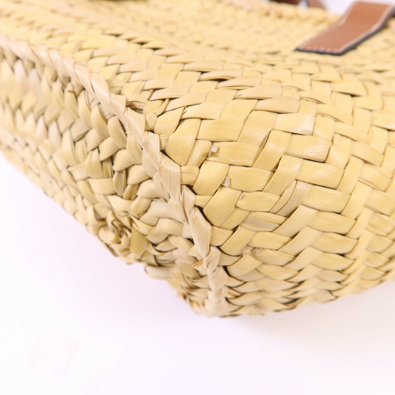 LOEWE Raffia/牛皮皮革Small Basket銀扣肩背袋-13