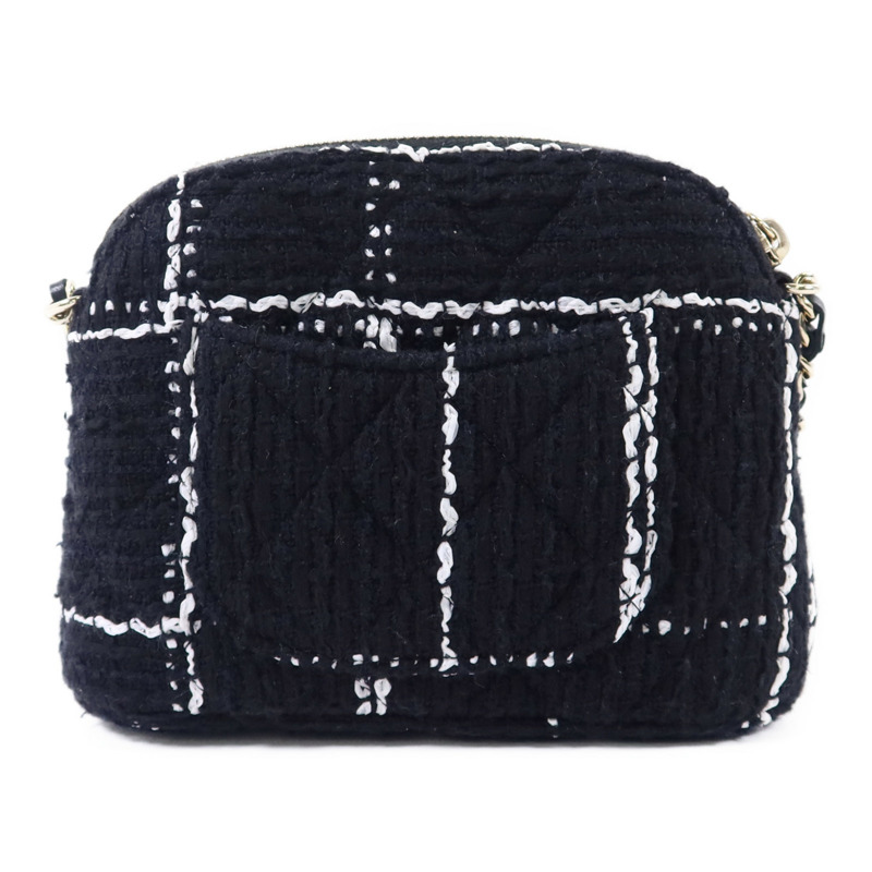 CHANEL 斜紋軟呢Chain Shoulder Bag金扣鏈帶肩背袋-1