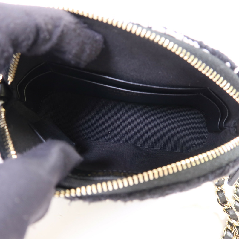 CHANEL 斜紋軟呢Chain Shoulder Bag金扣鏈帶肩背袋-5