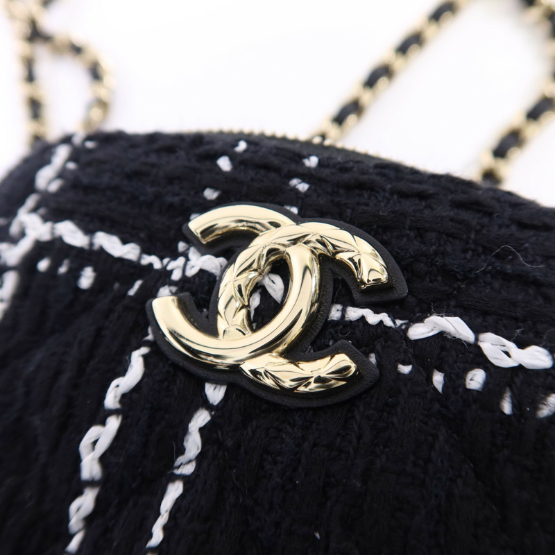 CHANEL 斜紋軟呢Chain Shoulder Bag金扣鏈帶肩背袋-9