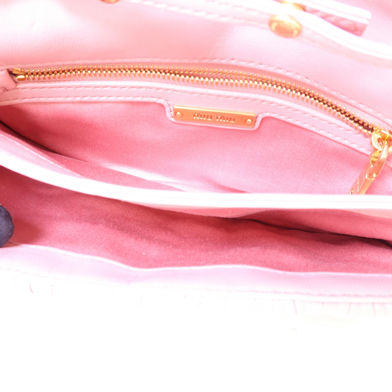 Miu Miu 羊皮皮革Chain Shoulder金扣肩背袋-5