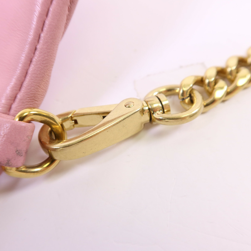 Miu Miu 羊皮皮革Chain Shoulder金扣肩背袋-10