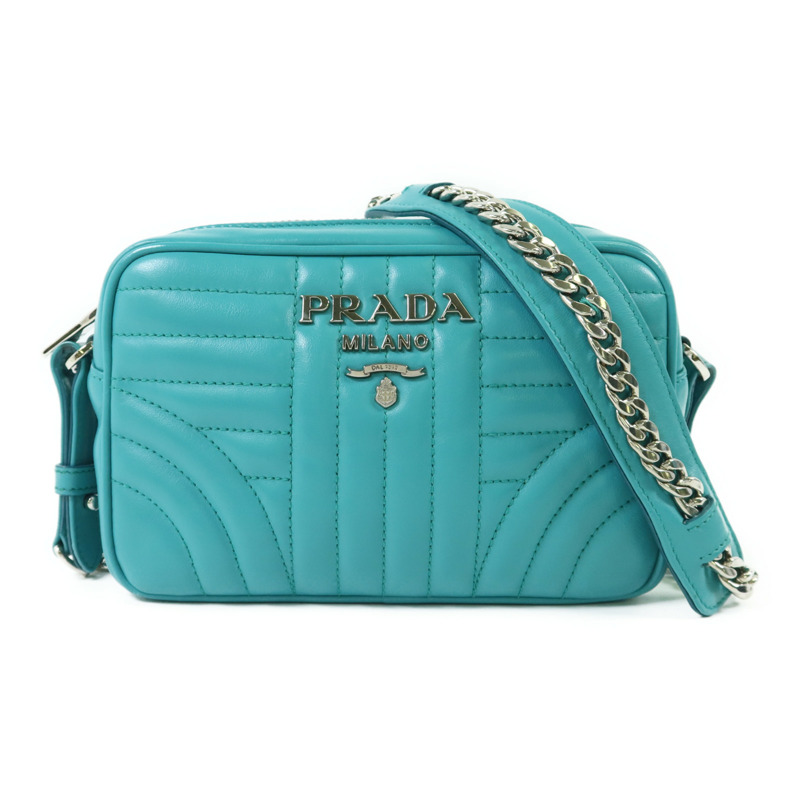 PRADA 牛皮皮革Camera Bag銀扣鏈帶肩背袋-0