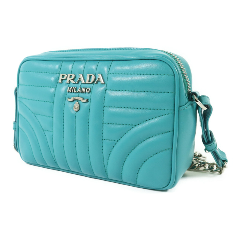 PRADA 牛皮皮革Camera Bag銀扣鏈帶肩背袋-2