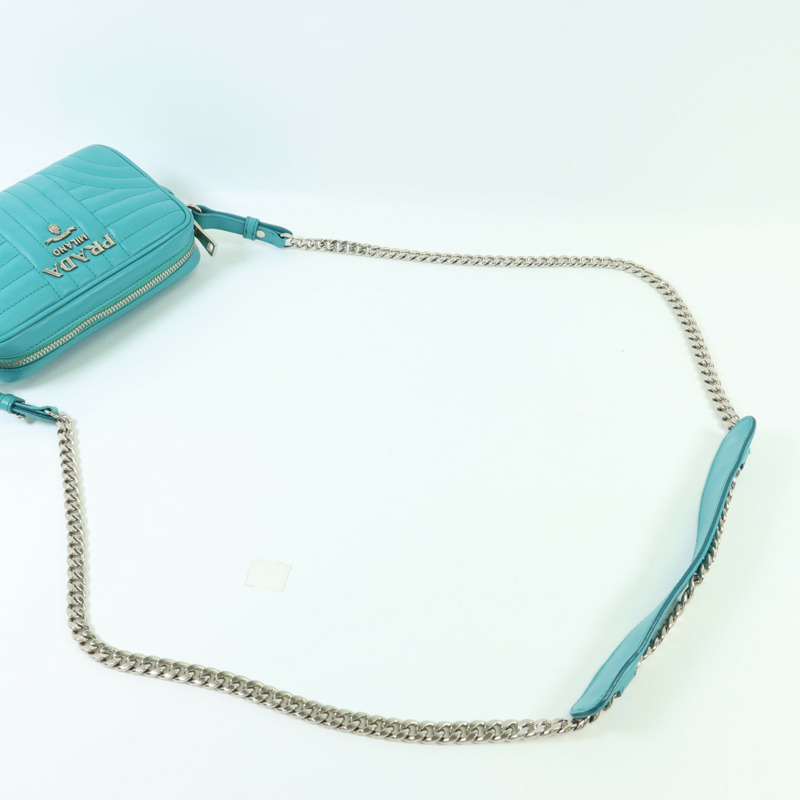 PRADA 牛皮皮革Camera Bag銀扣鏈帶肩背袋-4