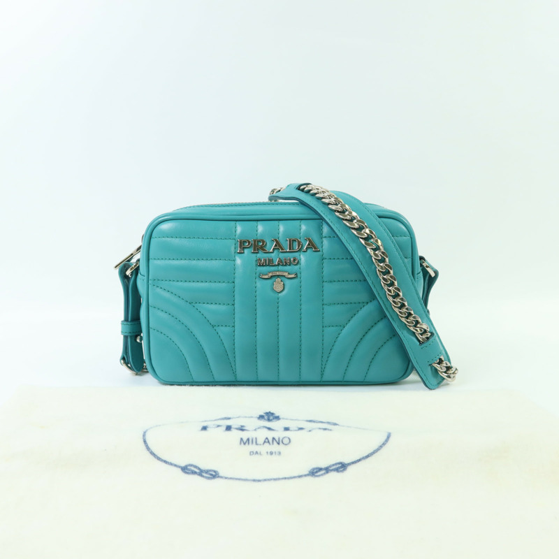 PRADA 牛皮皮革Camera Bag銀扣鏈帶肩背袋-13