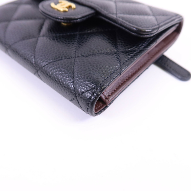 CHANEL 牛皮皮革Classic Small Flap Wallet金扣錢包-10