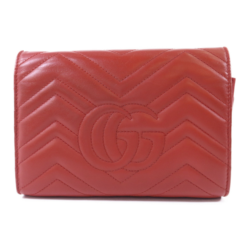 GUCCI 牛皮皮革GG Marmont金扣鏈帶肩背袋-1