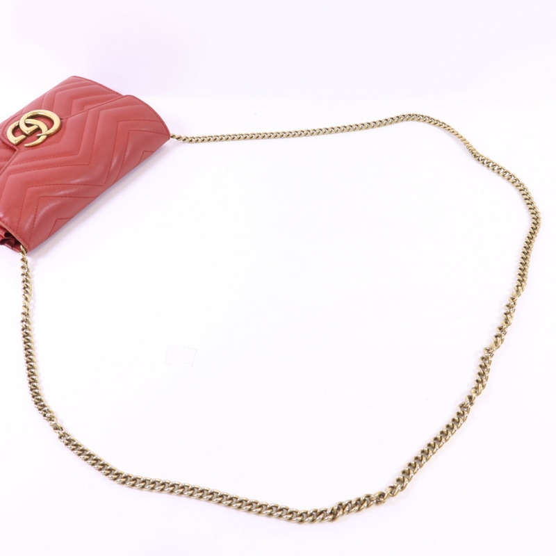 GUCCI 牛皮皮革GG Marmont金扣鏈帶肩背袋-4