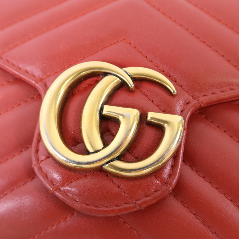 GUCCI 牛皮皮革GG Marmont金扣鏈帶肩背袋-9