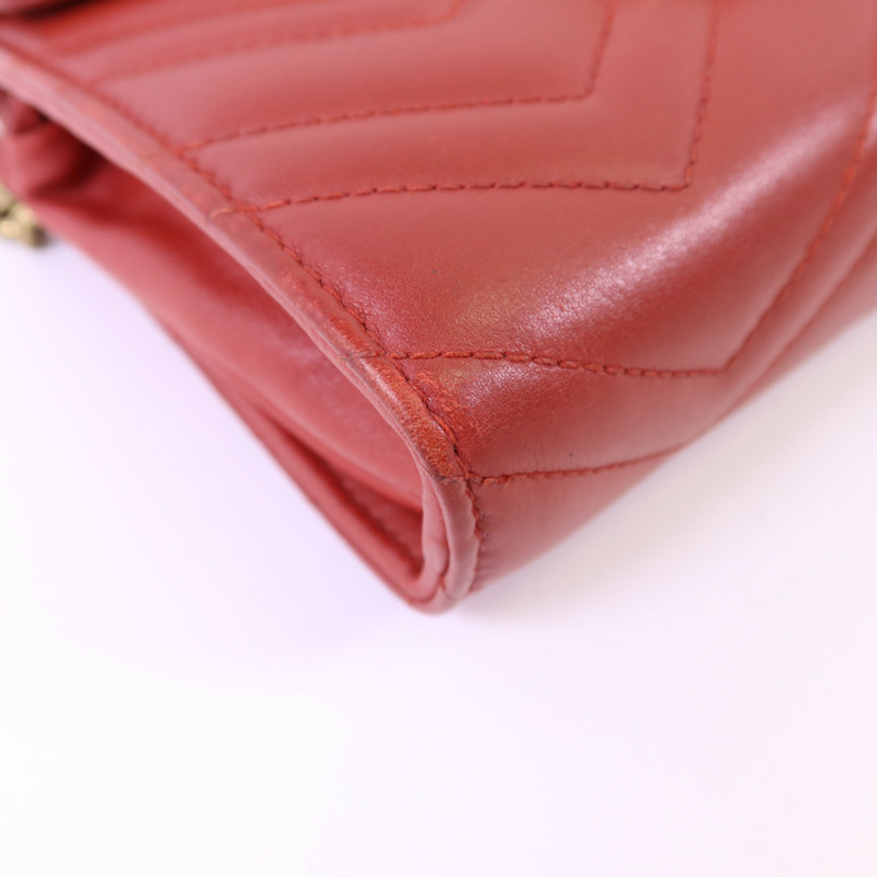 GUCCI 牛皮皮革GG Marmont金扣鏈帶肩背袋-11