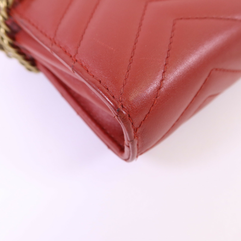 GUCCI 牛皮皮革GG Marmont金扣鏈帶肩背袋-13