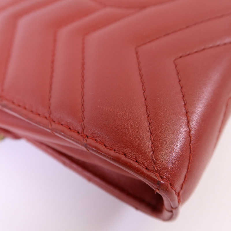 GUCCI 牛皮皮革GG Marmont金扣鏈帶肩背袋-14