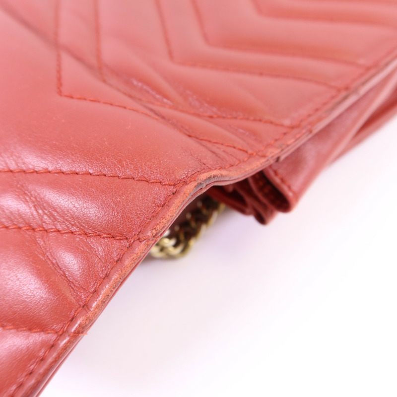 GUCCI 牛皮皮革GG Marmont金扣鏈帶肩背袋-17