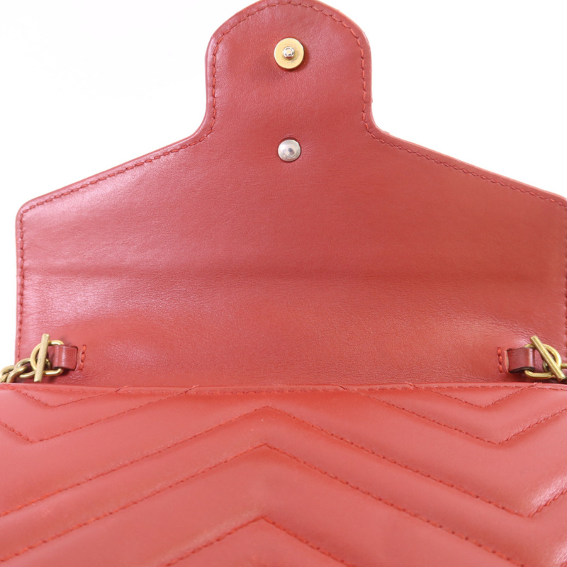 GUCCI 牛皮皮革GG Marmont金扣鏈帶肩背袋-18