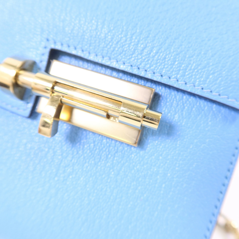 HERMES Chevre皮革Verrou Mini金扣鏈帶肩背袋-8