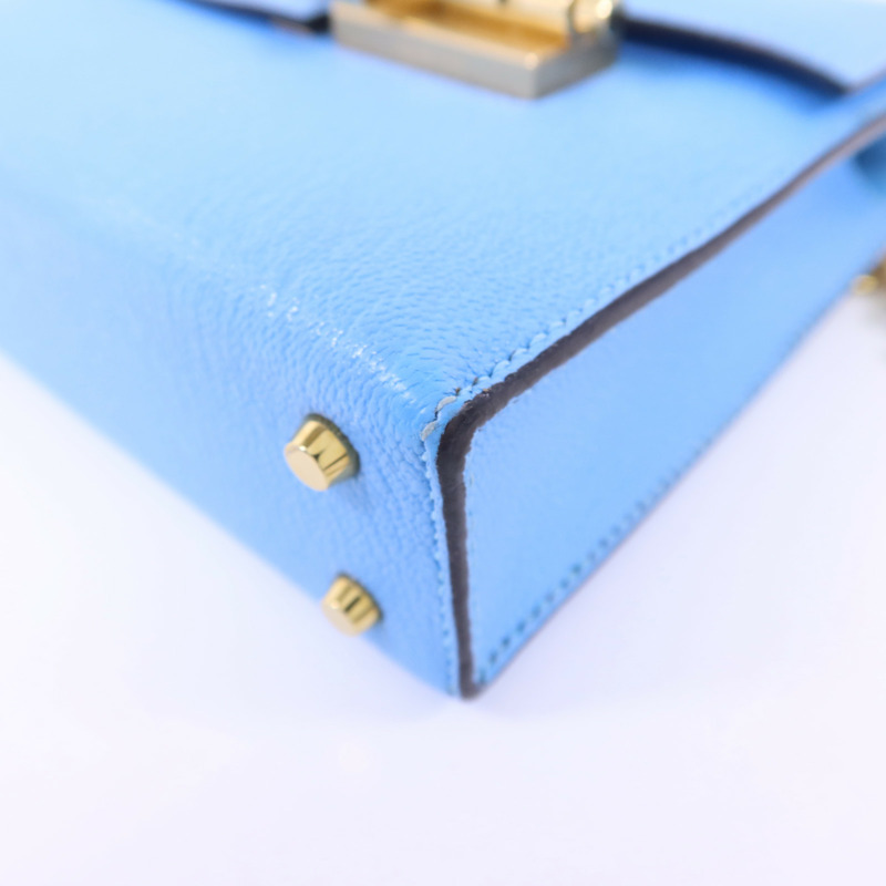 HERMES Chevre皮革Verrou Mini金扣鏈帶肩背袋-10