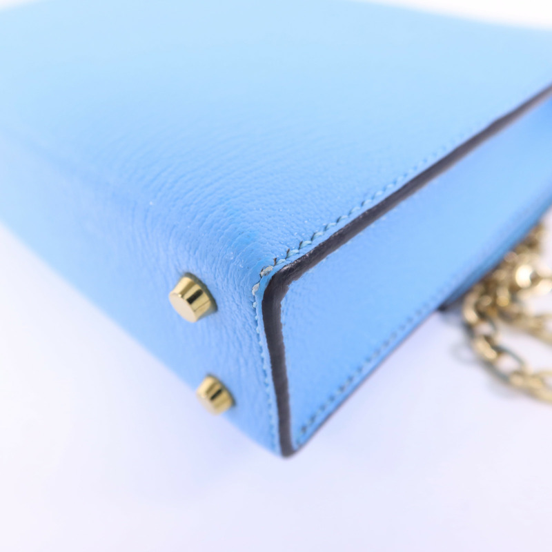 HERMES Chevre皮革Verrou Mini金扣鏈帶肩背袋-12