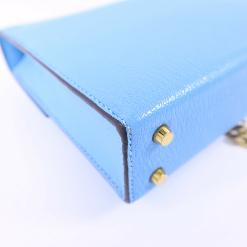 HERMES Chevre皮革Verrou Mini金扣鏈帶肩背袋-13