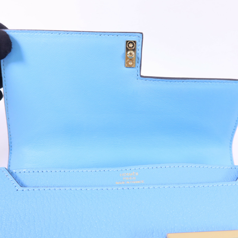 HERMES Chevre皮革Verrou Mini金扣鏈帶肩背袋-15