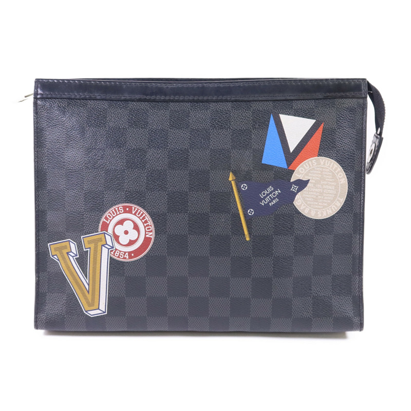 LOUIS VUITTON Damier Graphite Pochette Voyage MM銀扣手拿包-0