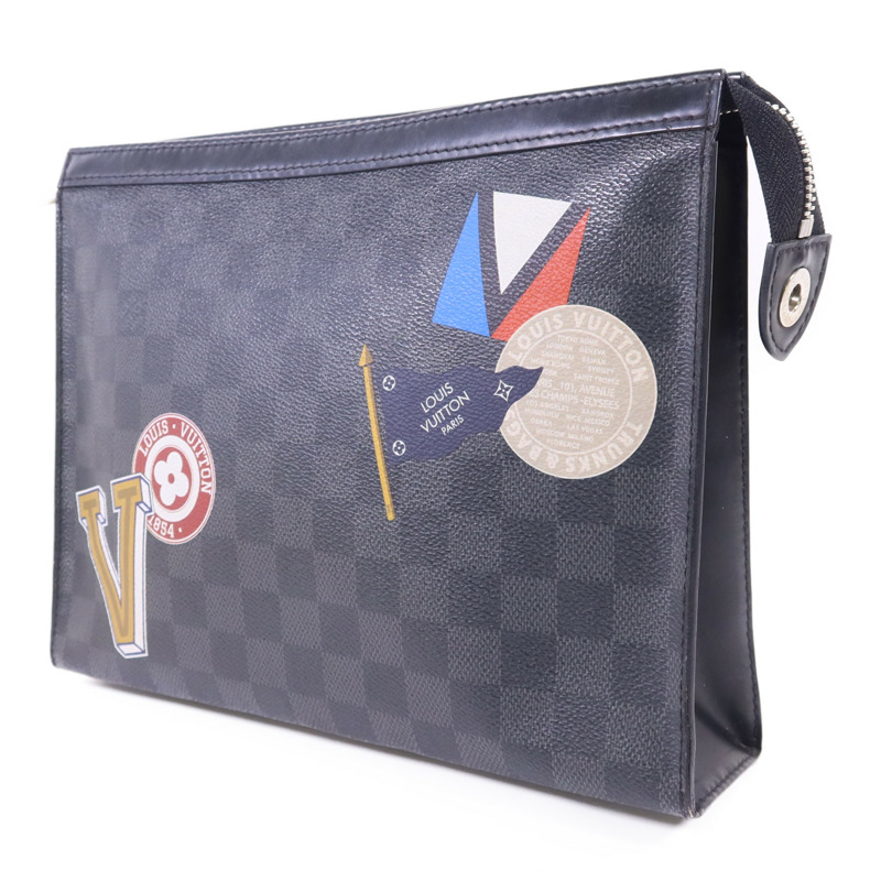 LOUIS VUITTON Damier Graphite Pochette Voyage MM銀扣手拿包-2