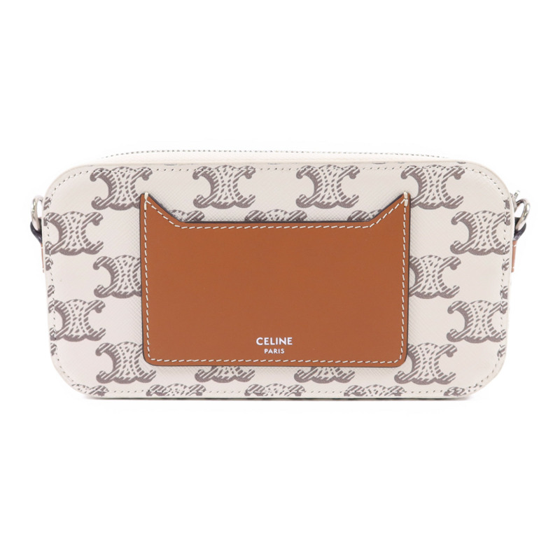 CELINE 塗層帆布Phone Bag銀扣肩背袋-1