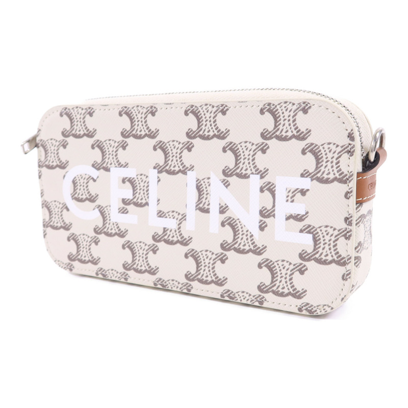 CELINE 塗層帆布Phone Bag銀扣肩背袋-2