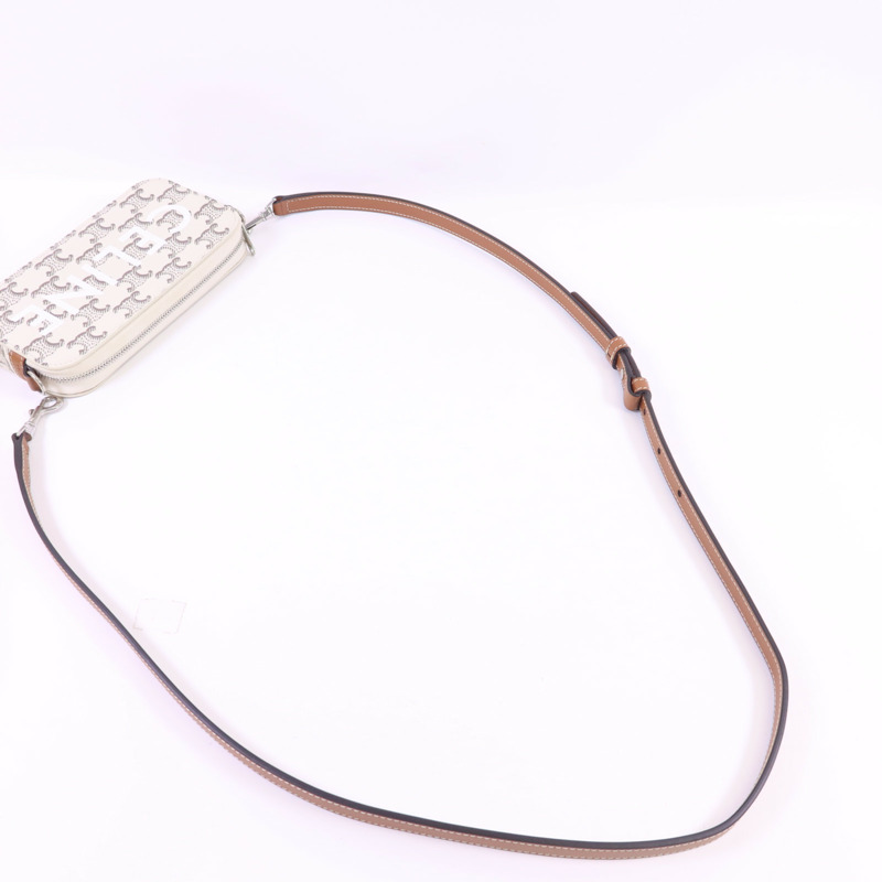 CELINE 塗層帆布Phone Bag銀扣肩背袋-4