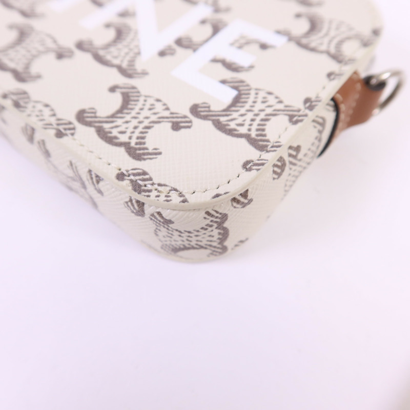 CELINE 塗層帆布Phone Bag銀扣肩背袋-10