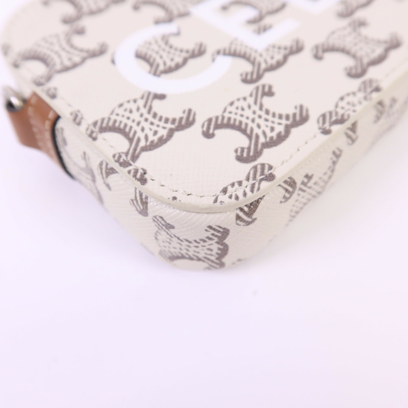 CELINE 塗層帆布Phone Bag銀扣肩背袋-11