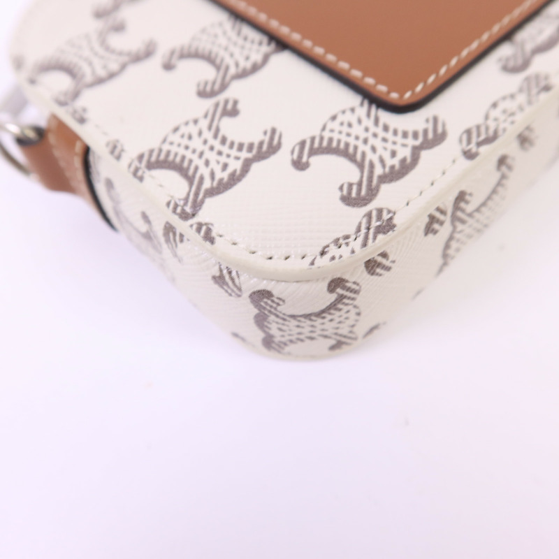 CELINE 塗層帆布Phone Bag銀扣肩背袋-13