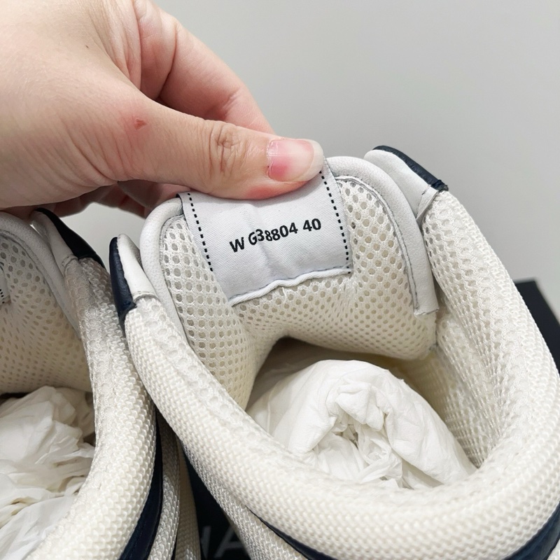 99新Chanel香奈兒 藍白拼色雙C圓頭系帶高幫運動鞋 板鞋 成色很好 40碼 男女同款 一-4