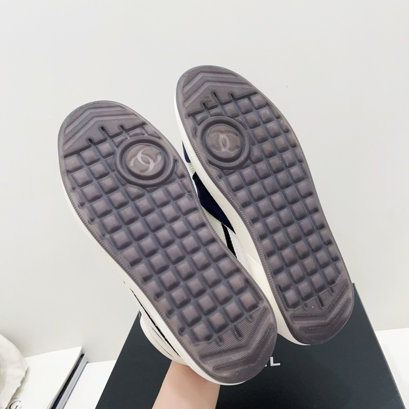 99新Chanel香奈兒 藍白拼色雙C圓頭系帶高幫運動鞋 板鞋 成色很好 40碼 男女同款 一-6