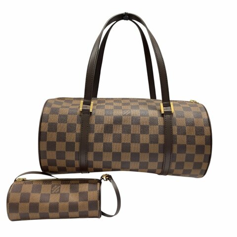 LOUIS VUITTON 路易威登 N51303 PAPILLON 30 圓筒包 棋盤格 棕色 金釦