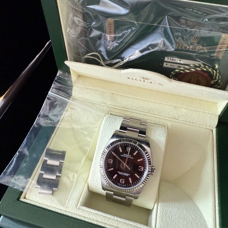 Rolex 116034 oyster perpetual pink index 369-4