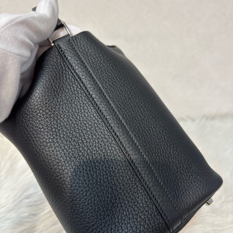 HERMES PICOTIN 18 TC 黑色荔枝皮銀釦 手提包 水桶包 菜籃包 菜籃子-13