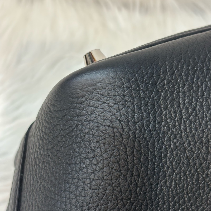 HERMES PICOTIN 18 TC 黑色荔枝皮銀釦 手提包 水桶包 菜籃包 菜籃子-23