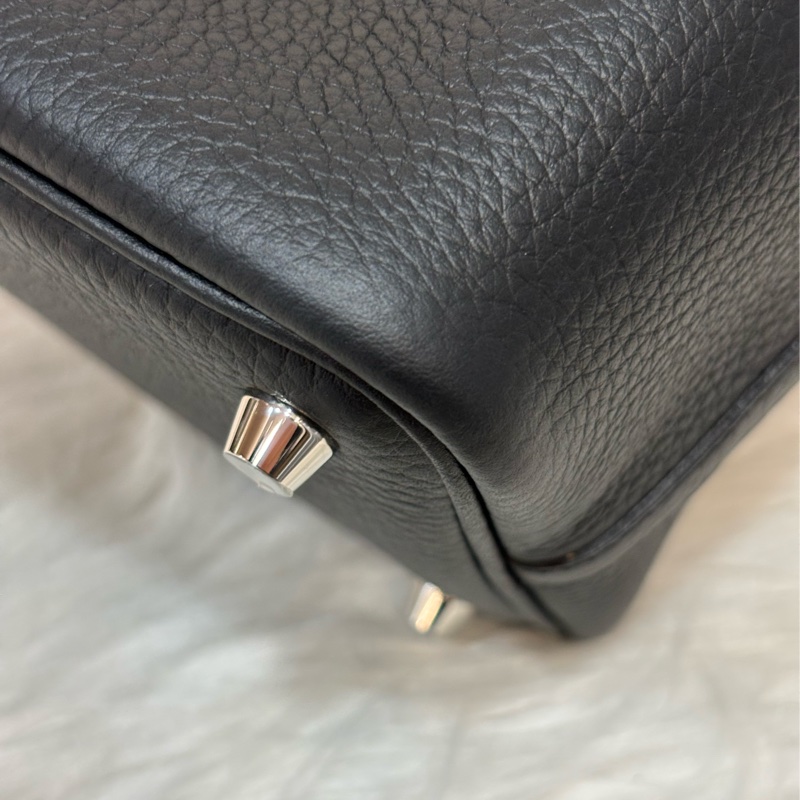 HERMES PICOTIN 18 TC 黑色荔枝皮銀釦 手提包 水桶包 菜籃包 菜籃子-24