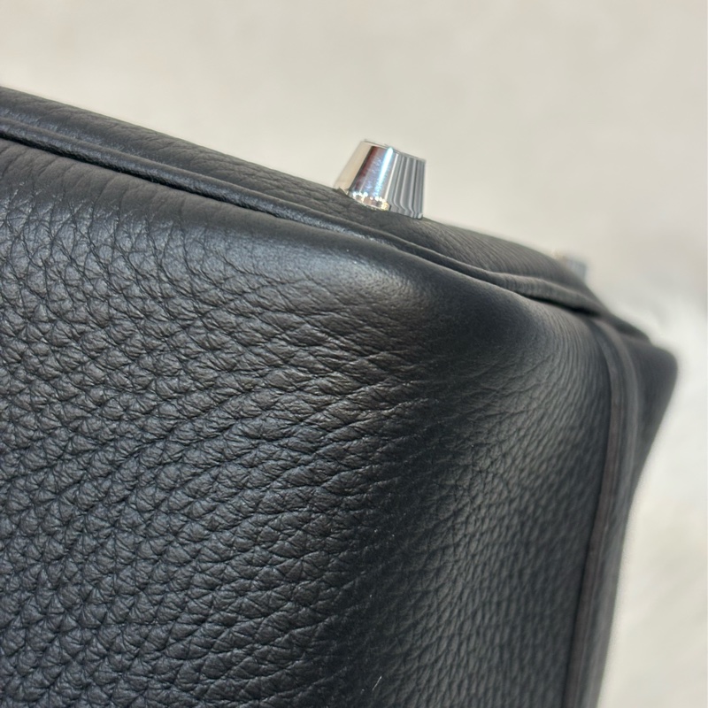 HERMES PICOTIN 18 TC 黑色荔枝皮銀釦 手提包 水桶包 菜籃包 菜籃子-26