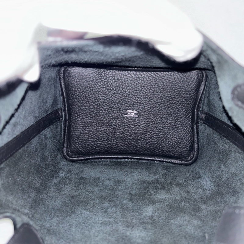 HERMES PICOTIN 18 TC 黑色荔枝皮銀釦 手提包 水桶包 菜籃包 菜籃子-28